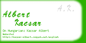 albert kacsar business card